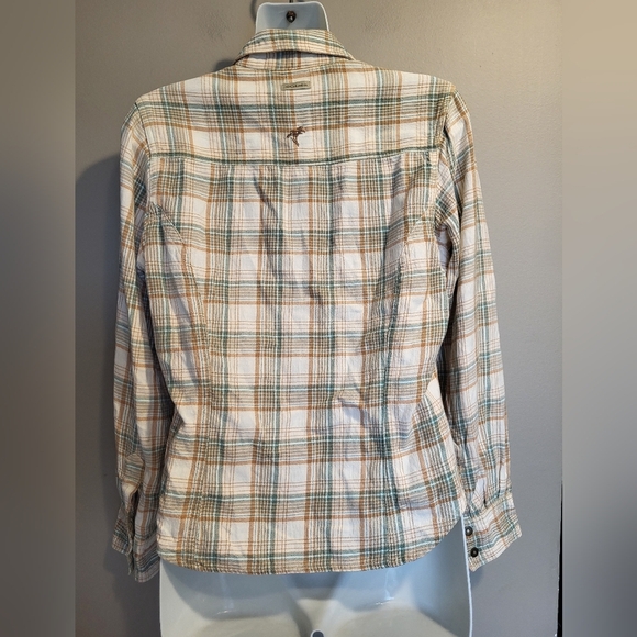 Columbia Women's Plaid Shirt in Tan and Green, Size Medium - Picture 2 of 5